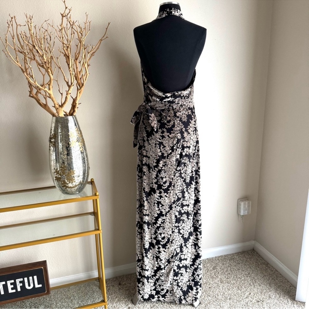 Dress the Population Erica Velvet Floral Halter Wrap Maxi Gown NWT M - Picture 5 of 11